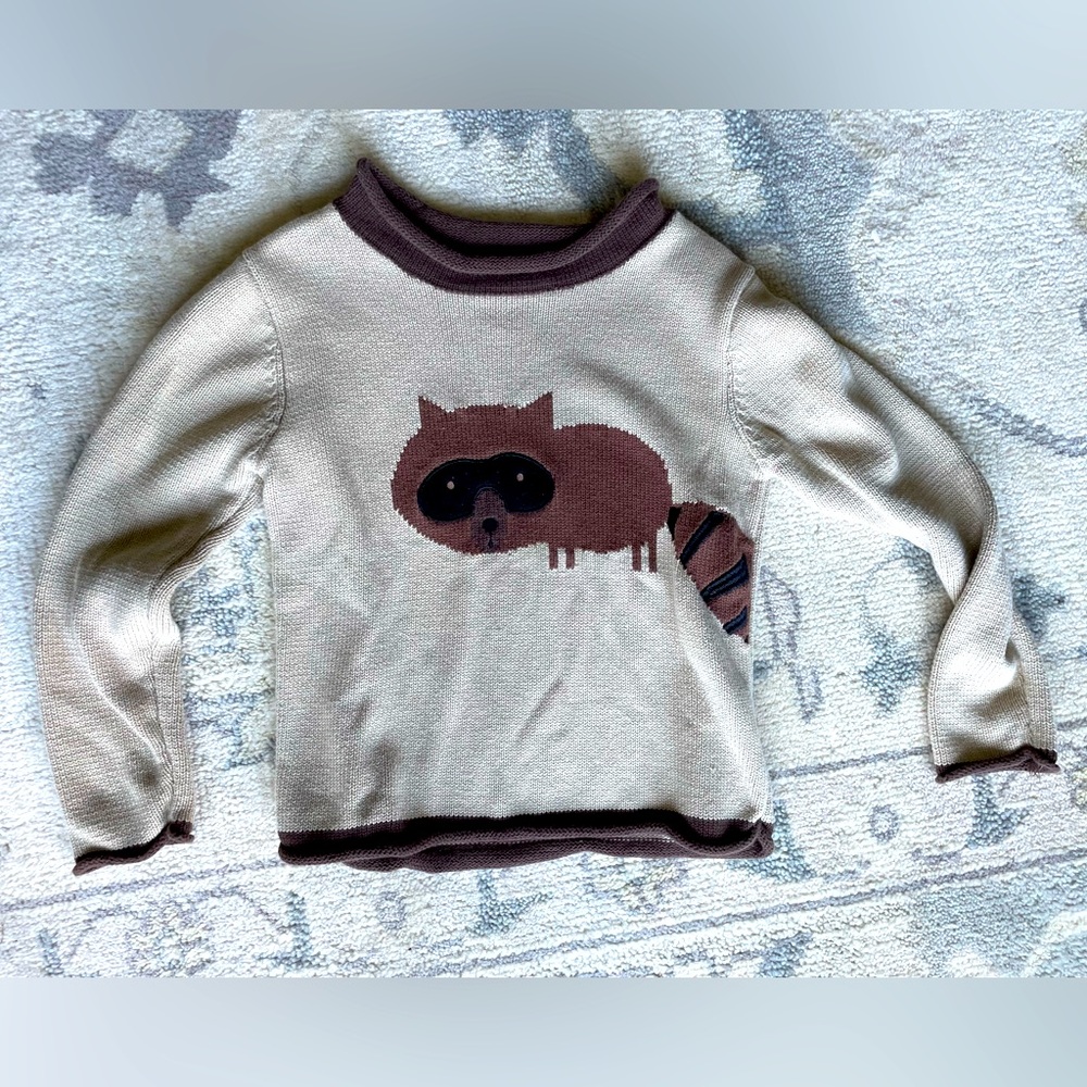 The Company Store. Boys Raccoon sweater. Size Medium (similar to 7).